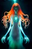 Placeholder: feral ginger girl squid ghost with a weird illusion glowing and shining