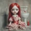Placeholder: Blythe doll, red, autochrome, paper toilet