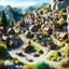 Placeholder: Miniature village Moria Dwarf tilt-shift