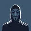 Placeholder: 18 bit pixelart of a shadow figure with a white smooth wide smiling mask guy fawkes,