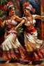 Placeholder: 2 maxican woman dancing neoclassism traditional painting