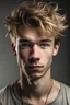 Placeholder: a hansome young man with dirty bold hair and light skin