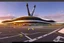 Placeholder: exterior view of an ant-shaped airport, spectacular, shocking, ultra quality, maximalist, 8k 3D