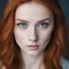 Placeholder: 32k photo, portrait young redhead woman. ( blue eyes) perfect masterpiece, ((black sclera)), rule of thirds,