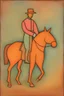 Placeholder: Man on horseback in the style of Paul Klee, Degas, pastel chalk with thin sketchy lines, vibrant colours, ink transfer