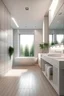 Placeholder: generate a modern house simple restroom for visitors. With interior design and light