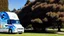 Placeholder: A Tesla semi-truck is parked, in the 'Golden Gate Park', in San Francisco. CINEMATIC. WIDE ANGLE LENS. PHOTO REAL.