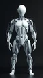 Placeholder: iseneld + abstract biomechanic humanoid full body anatomy made of glossy transparent rubber, front view symmetric, smooth carbon fibre skin, circuits and sinuous wires, liquid shapes + white color palette, biomorphic, minimalism, surrealism, dither + artstation