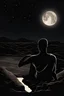 Placeholder: imagine a silhouette of an African man sitting while facing the horizon at the background. Beside him on his right is a lit lattern. He is facing the horizon where the moon has risen and stars are seen from far.