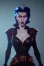 Placeholder: Rita Hayworth as evil queen in black leather, leather, busty, cleavage, angry, stern look. character design by cory loftis, fenghua zhong, ryohei hase, ismail inceoglu and ruan jia. unreal engine 5, artistic lighting, highly detailed, photorealistic, fantasy