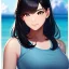 Placeholder: black haired woman, casual clotting, realistic, HD4k, watery cloud background, close up shot,