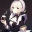 Placeholder: anime girl dressed as a waitress filling a tea cup of coffee