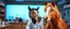 Placeholder: we absolutely should mix horses and dogs scientist lab, mad scientist portrait, sample of horse dog on a screen