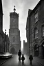 Placeholder: Creepy Old photo of Southampton bargate and eerie cat man and twisted street lights focussed on children's faces