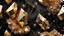 Placeholder: Hyper Realistic Golden Marble Crystals with Royal-Black-Velvet-Background