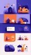 Placeholder: illustrations with a simple art style that show home page for spot use orange and dark blue-purple and minimal