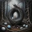 Placeholder: Doolally Trap nightmare anathema, eerie egg machinations, surreal, sinister, scary, profound, dramatic, acrylic painting