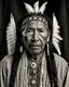 Placeholder: old sioux indian in traditional dress with war paint, photograph