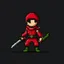 Placeholder: a pixel art style simple 32-bit Ninja with a red outfit