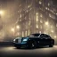 Placeholder: matte black rolls royce under a city street light during the night