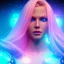 Placeholder: Beautyful woman,galactic , cosmic armor,hair long blond, blue eyes, happy cosmic, bright colors, blue, pink, realistic, photo real, clear sunny background, highly detailed, high contrast, 8k high definition, unreal engine 5, extremely sharp detail, light effect, sunny light background