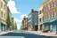 Placeholder: cartoon image: a side view of a town street