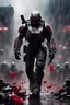 Placeholder: a single lone halo odst soilder covered in blood making his cinimatic last stand against a horde of enimes in the rain as he is about to die