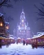 Placeholder: A magical snowy gothic warlock Christmas market with a large Christmas tree and a castle