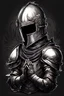 Placeholder: Dark fantasy, hand drawing, 2d, helmet on, knight praying, danganronpa style