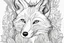 Placeholder: colouring book page, portrait of a fox