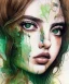 Placeholder: a beautiful samdoesarts face portrait of young and cute ana de armas, fine pencil and watercolors, detailed green-brown eyes, intricate, by carne griffiths and victo ngai