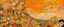Placeholder: A light rosy orange sky with geometric skies designed in German folk art painted by Gustav Klimt