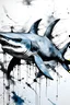 Placeholder: A liquid ink painting of a shark