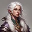 Placeholder: Dungeons and Dragons; portrait; plain background; human; female; Bard; white hair