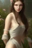 Placeholder: Beautiful Girl in the garden, 18 century, brunette, literally dark hair, dark eyes, slim and tall