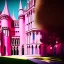 Placeholder: concept art, concept design, neogothic palace, neo gothic, aesteric, pink walls, pink exterior, glass exterior, english garden around, gardens, plants, trees, volumetric light, photorealistic, high quality, cinematic, sunny