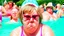 Placeholder: mother pouting at a crowded water park