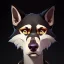 Placeholder: canid canine canis mammal wolf, hi-res, lighting shaded, anthropomorphic, black body, black fur, cheek tuft, clothed, clothing, detailed background, facial tuft, grey body, grey fur, inner ear fluff, light, looking at viewer, male, pole arm, solo, topless, tuft, white body, white fur, yellow eyes