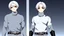 Placeholder: Satoru Gojo is a young tough guy white hair blue eyes black turtleneck without arms white loose pants in a defensive pose