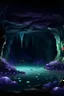 Placeholder: An under water amethyst cave , with black sparkles