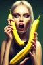 Placeholder: Girl eating a long banana