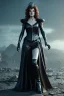 Placeholder: younger Rene Russo as evil queen in leather, cleavage, angry, stern look, unreal 5, octane render,cinema4d, dynamic lighting, dramatic lighting, 4k, redshift render, highly detailed, hyper realistic