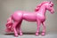 Placeholder: Big pink plastic toy horse.19th painting