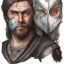 Placeholder: dungeons and dragons, portrait, watercolor, pagan, Anglo Saxon, full body, masked