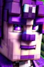 Placeholder: a close-up portrait of a purple Minecraft character, 3d, large pixel style