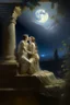 Placeholder: Oil painting kiss under the moonlight in ancient times