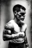 Placeholder: a young boxer fighting , ex uck military in a long path to usa for a book cover