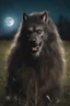 Placeholder: an extremely hairy, long-haired werewolf, in a field, Botany, Starry, Moon lit, Retro Pop, Dark Fantasy, Horror, Festive, Realistic - 32k, UHD, professional quality, 8 x 10 digital photograph