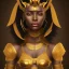 Placeholder: young african woman, short dark hair with golden highlights, ancient ((Egypt)),whole body, ancient armor, lion, golden jewelry, kente, flames as clouds, magnificent, majestic, highly intricate, incredibly detailed, ultra high resolution, complex 3d render,