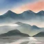 Placeholder: white Field mouse mountains drinking water at sunrise water color vibrant cute